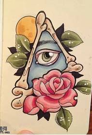 Modello di manoscritto tatuaggio di colore god eye rose rose