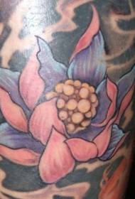 Patró de tatuatge de lotus colorit i fons negre