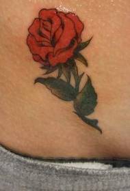 Мала свежа црвена розова тетоважа на половината