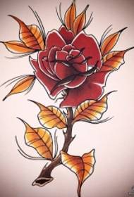 歐美學校玫瑰色紋身圖案手稿