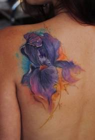Modello di tatuaggio floreale di colore di acqua posteriore femminile