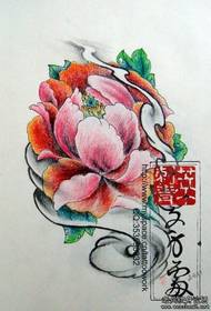 Modèle de tatouage de pivoine: modèle de tatouage de pivoine de couleur