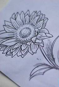 Modello tatuaggio girasole manoscritto