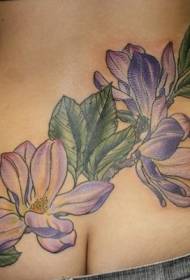 Taille faarweg natierlech Faarf violett Blummen Tattoo