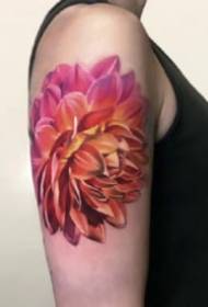 Red newschool style flower tattoo pattern