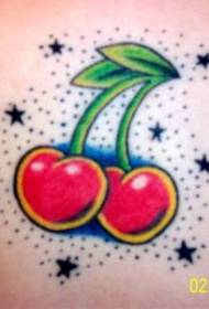 Piccolo modello di tatuaggio redschool con stelle colorate di ciliegie rosse