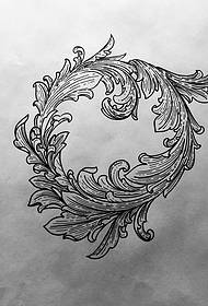 Manoscritto modello foglia anello linea tatuaggio