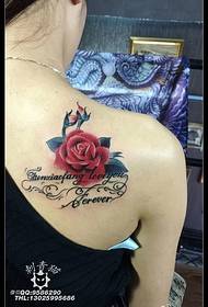 Váll akvarell rózsa tetoválás minta