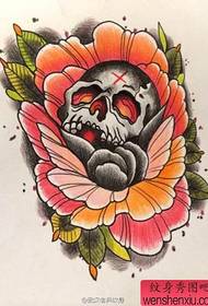 Ang European at American color skull rose tattoo tattoo ay gumagana