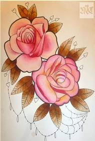 Мода прилично убав изглед на ракопис за розови тетоважи со образец со слика