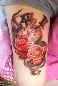 Láb rózsa ébresztőóra tetoválás minta