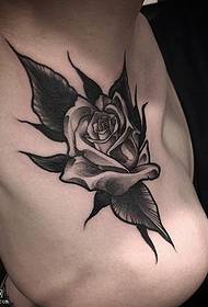 Abdominal classic rose tattoo pattern
