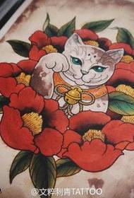 행운의 고양이 모란 문신 원고 사진 색상