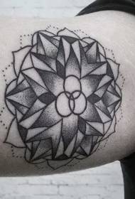 点刺风格的黑色几何观赏花卉纹身图案