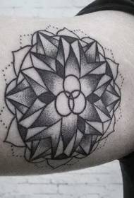 Swart geometriese ornamentele blomme tattoo patroon in puntestyl