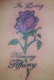 Hátsó színű lila rózsa emlékezetes tetoválás minta