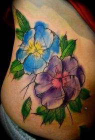 Waist water color flower tattoo pattern