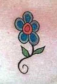 Minimalistyczny wzór tatuażu niebieski kwiat