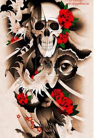 Oanrikkemandearje in Jeropeeske en Amerikaanske foto fan skull rose tattoo patroon