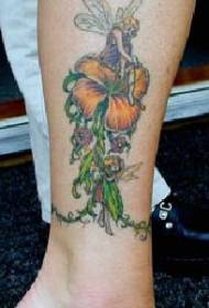 Motivo per tatuaggi piccolo fata e fiore