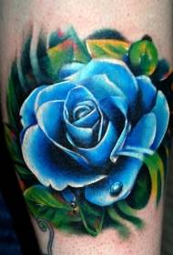 Pola tato gaya ilustrasi mawar biru