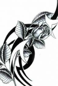 Czarny szary szkic kreatywny literacki piękny kwiat totem tatuaż rękopis
