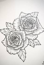 Europe and America line rose tattoo pattern manuscript