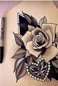Skaists rožu tetovējuma manuskripta raksta attēls