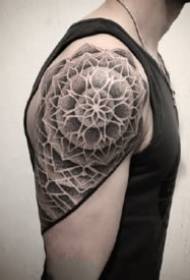 Klasična crno siva točka tetovaža cvijet tetovaža uzorak