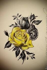 Рукопись с татуировкой из европейских и американских цветных роз