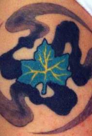 Modello di tatuaggio personalità foglia d'acero blu