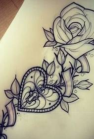 Τριαντάφυλλο Κλειδί Τατουάζ Χειρογράφος Εικόνα μοτίβο