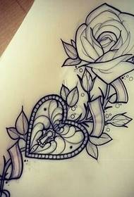 Rose Key Tattoo Manuscript Pattern Picture