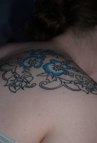 Modello tatuaggio fiore di ibisco blu