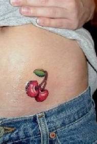 Moteriškos juosmens mažos raudonos vyšnios tatuiruotės paveikslėlis