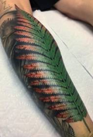 Boys arm painted watercolor sketch creative literary leaves tattoo pictures
