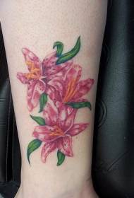 Pola tato kaki warna pink lily