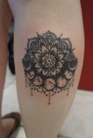 Pató de tatuatge de flor de mandala negra