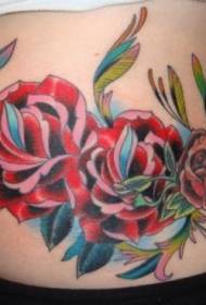 Ang pattern ng babaeng baywang ng rosas na pattern ng tattoo