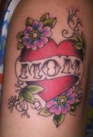 Ragazzi dipinti su linee semplici piantano fiori e immagini di tatuaggi con cuore inglese
