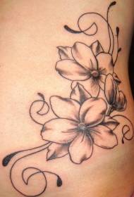 Modello di tatuaggio bellissimo fiore linea biancospino linea nera