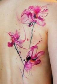 Meninas de volta pintadas em aquarela desenho criativo literário flor tatuagem fotos