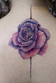 Женска боја леђа у боји реалистичан узорак тетоваже ружа