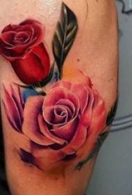 Jongen Aarm gemoolt Aquarell Skizzen schéi rose Tattoo Bild