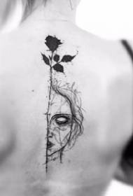 Черна роза татуировка 9 малка свежа черна роза татуировка модел