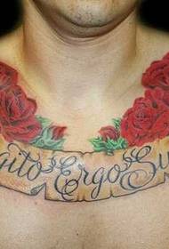 Modello di tatuaggio rosa inglese sul petto
