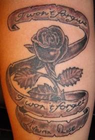 Modello di tatuaggio lettera rosa grigio nero