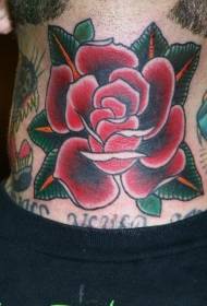 Lekòl wouj leve woz ak modèl tatoo fèy vèt