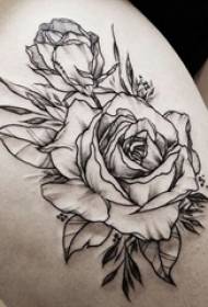 Момичета бедра на черно сиво скица точка трън съвети творчески красиви цветя 3d татуировка снимки