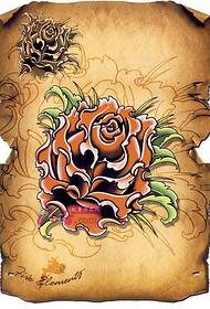 歐美風格玫瑰紋身手稿圖片